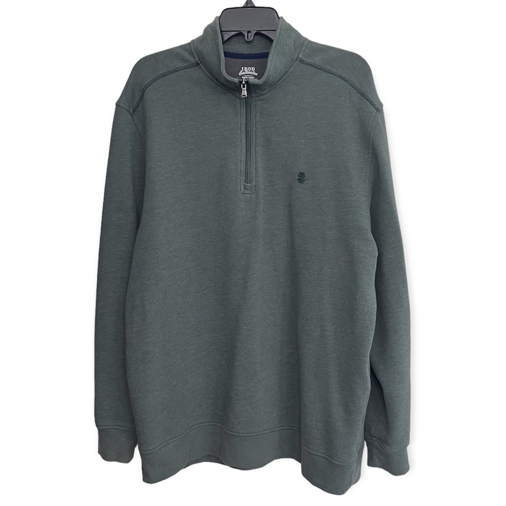 EUC IZOD Saltwater Quarter 1/4 Zip Relaxed Pullover Sweatshirt Sage Green